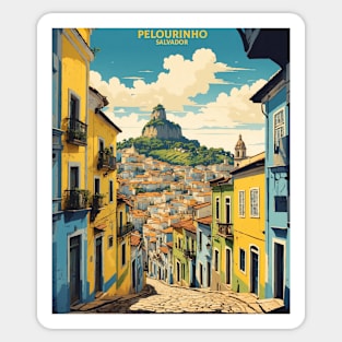Salvador's Pelourinho Brazil Vintage Tourism Travel Poster Art Sticker